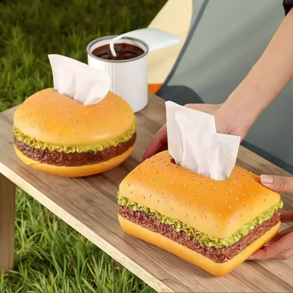 Trendy Cartoon American Retro Hamburger Tissue Box, Home Fun Decorative Item Gift, Living Room Room Accessories