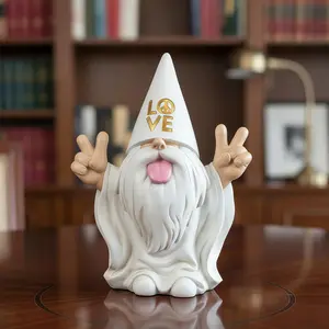 Home & Garden Resin Love & Peace Gnome – Cute handcrafted figurine for living room, bedroom, desk, or garden nook; durable resin material with detailed design adds charm, fun, and playful personality; ideal collectible and gift for friends and family