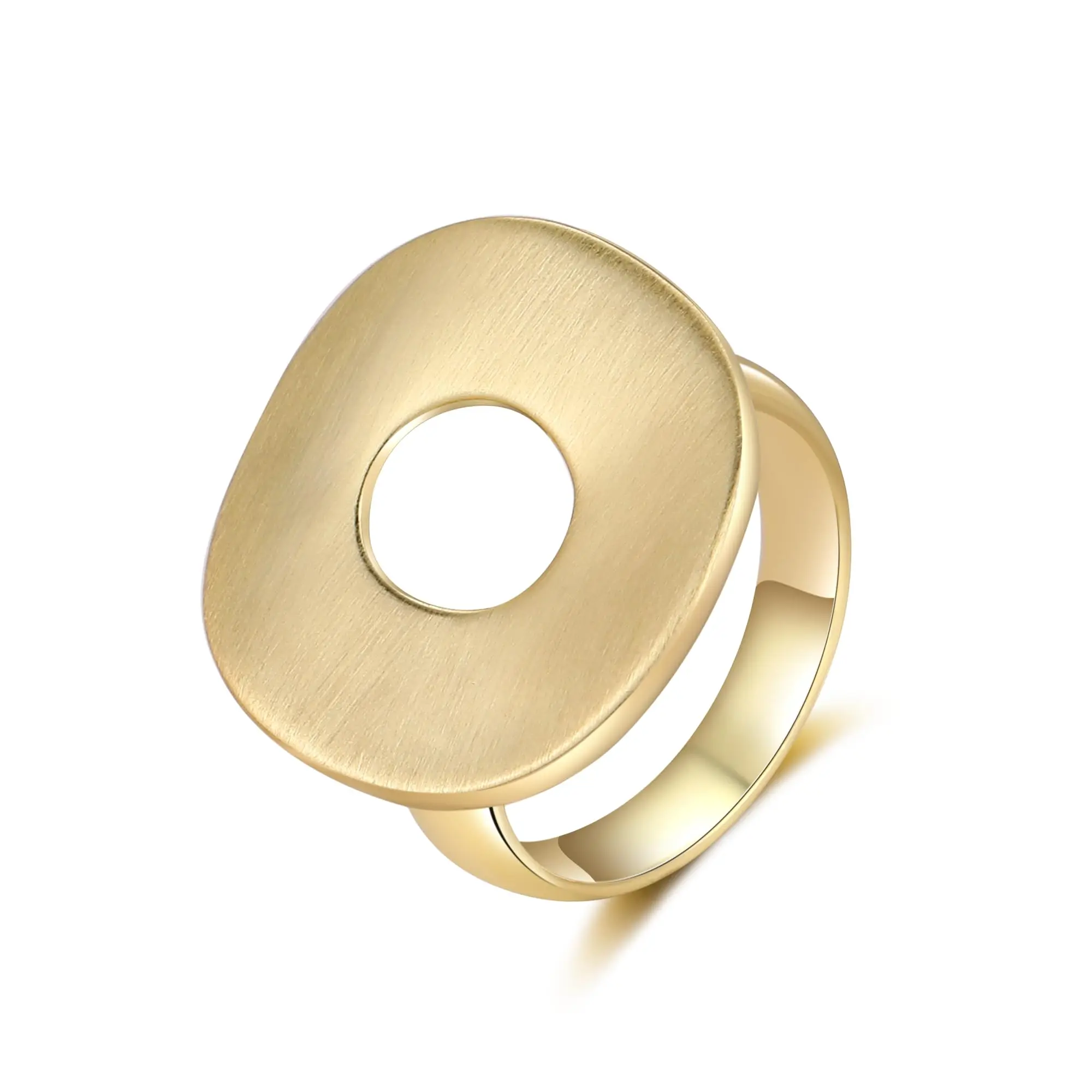 Aprilery Modern Matte Finish Circle Ring with Open Design Stylish Gold-Tone Accessory for Everyday Wear Versatile and Elegant
