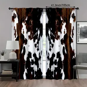 A set of two door curtains for bedroom and living room, size 41.3 inches x 90.5 inches, thermal insulation and noise reduction blackout curtain set, rod mouth 3D printing translucent curtains, Window Curtain, for kitchen, home decoration