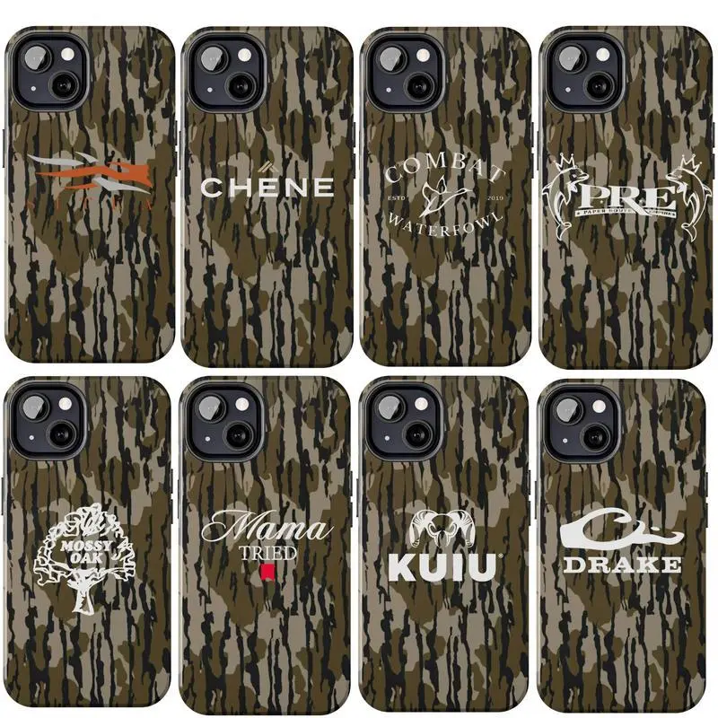 Vintage Collection Sitka Waterfowl Hunting Camo Phone Case, Mossy Oak Bottomland Camouflage Aesthetic For iPhone 17 16 Promax 15 14 Plus 13 12 Mini 11 Pro 8 Plus