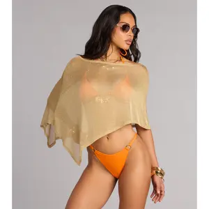 Island Luxe Metallic Knit Poncho