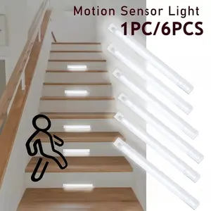 LED Under Cabinet Light Strip with Motion Sensor, USB Rechargeable Magnetic Night Light for Hallway Stairs Bedroom Kitchen