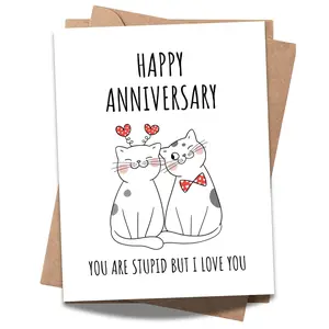 Funny Anniversary Card for Him or Her – Cute & Humorous Love Greeting Card – Perfect for Husband, Wife, Boyfriend, or Girlfriend