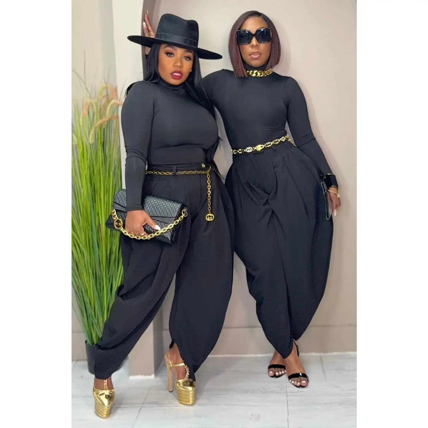 Pamela Statement Drape Pants - Black Pamela Statement Drape Pants - Black