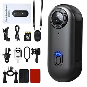 NUISK 128GB 4K Thumb Action Camera, Ultra-Compact 4K Ultra HD Sports Cam, IPX7 Waterproof, Magnetic POV, Hands-Free, Portable Body Cam for Bike Cycling & Vlogging