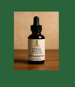Feral Roots Apothecary Inflammation Tincture - 2 oz Herbal Blend with Turmeric Ginger Cinnamon Rosemary Frankincense & Cardamom for Joint Pain & Gut Health
