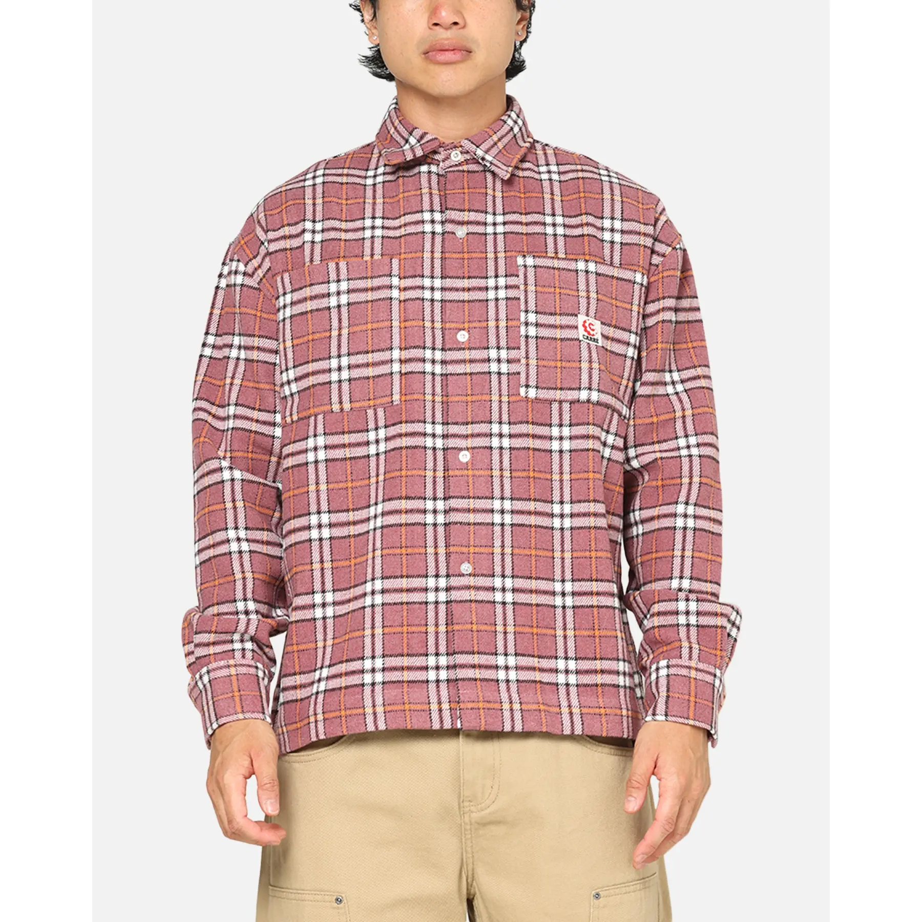 Carre Workwear Long Sleeve Button Up Shirt Pink