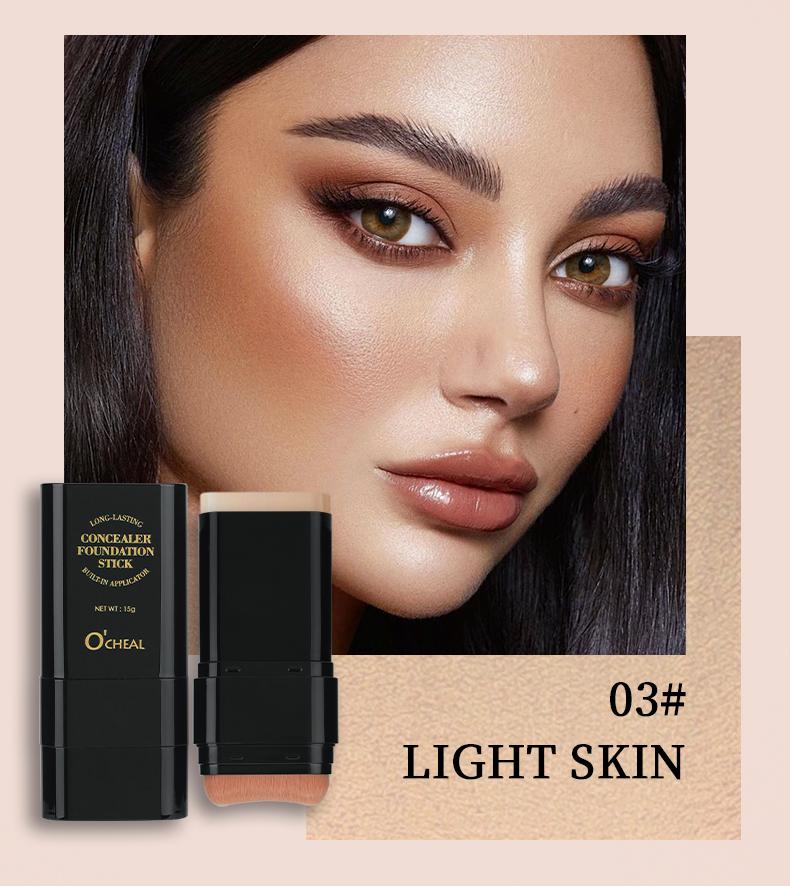 O'CHEAL Long-Wear Contour Stick Concealer & Foundation, 15g Multi-Purpose Balm Makeup for All Skin Types, Longwear Concealer
