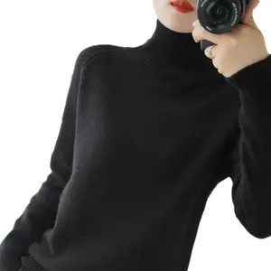 Women's Cashmere Wool Blend Turtleneck Sweater Solid Color Basic Knit Pullover Fall Winter Long Sleeve Top