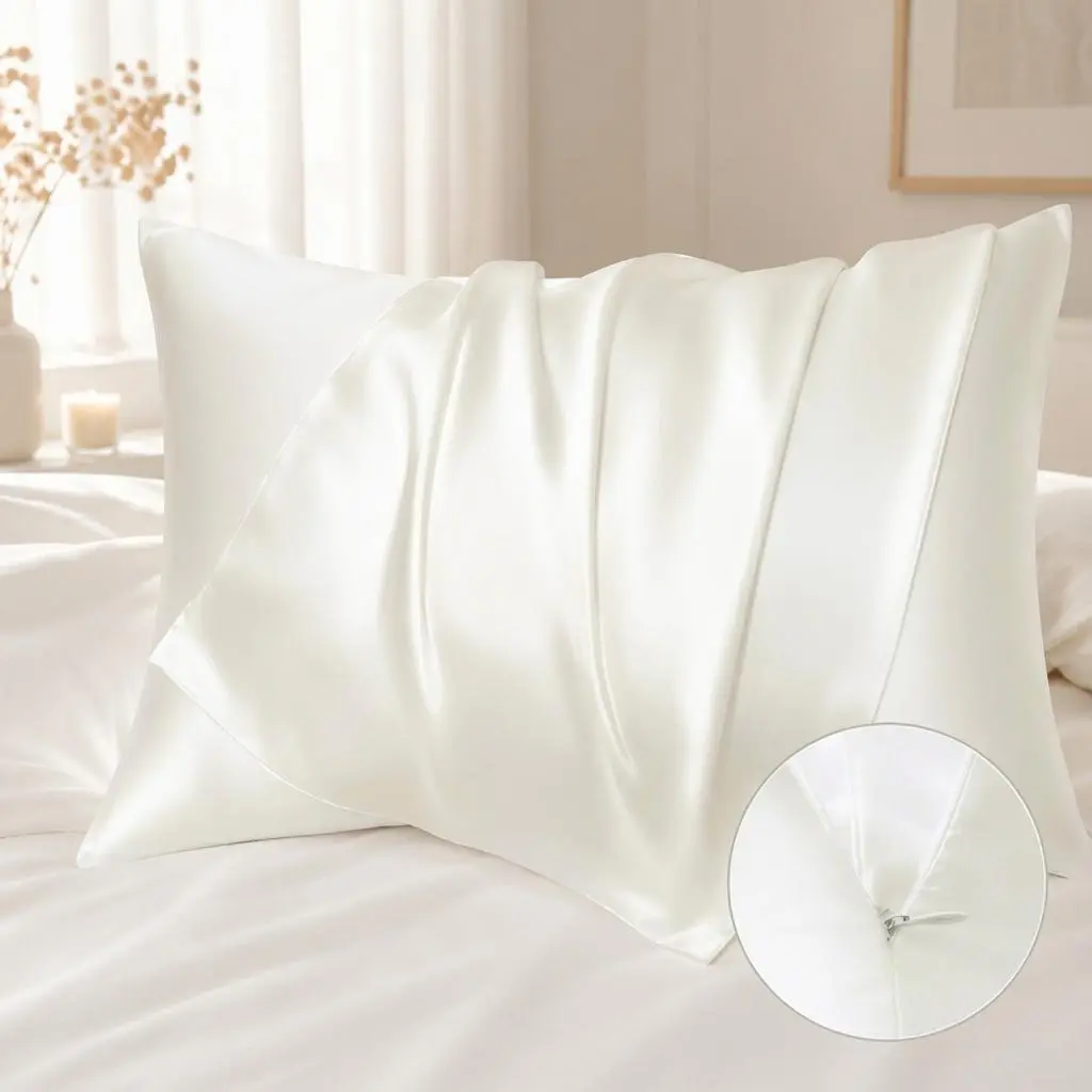 Multicolor Satin Pillowcase, Cooling Bedding Accessory, Woven Fabric, Breathable, Wrinkle-Resistant, Durable Pillowcase for Bedding Linens