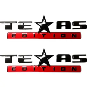 1PC/2PC/3PC Texas Edition Emblem Silver&Black/Silver&Red/All Black/Black&Red/Color American Flag&Silver/Black American Flag&Silver for Chevy Silverado Sierra Universal (Black & Red 2 Count)