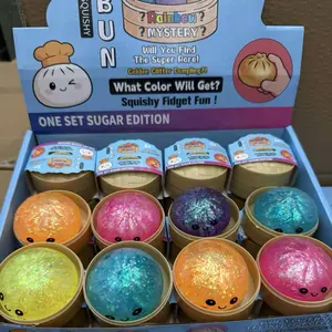 Maltose-Filled Glitter Squishy Dumpling Fidget Toy, 1 Small Random Color Durable Anxiety Fidgets, 5cm x 3cm Slow Rebound, Portable Stress Relief Toy, Unisex Easy-to-Hold