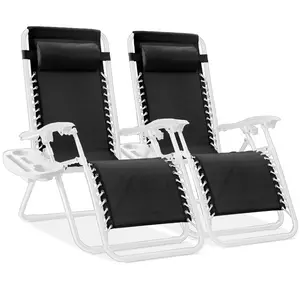 Best Choice Products Set of 2 Zero Gravity Lounge Chair Recliners for Patio, Pool w/ Cup Holder Tray