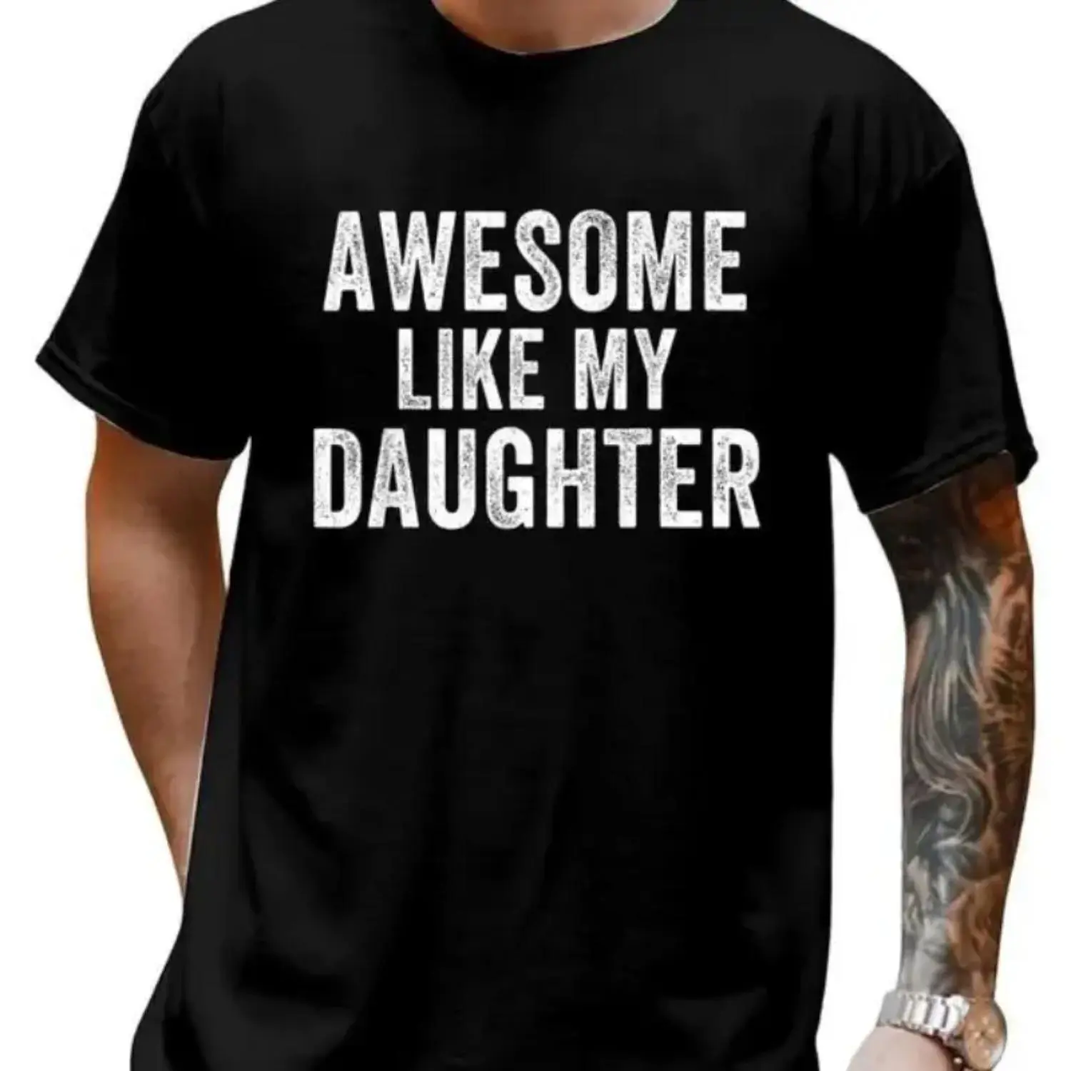 cotton Awesome Like My Daughter Funny Father’s Day Humor Proud Dad T-Shirt casual Fashion graphic tees women