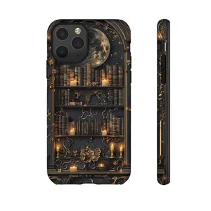 Gothic Bookshelf Phone Case Dark Academia Book Design Premium Film 2 in 1 Phone Case - Durable, Shock Absorbing and Stylish Protection - Compatible with iPhone 16, 15, 14, 13, 12, 11, Plus, Pro, Pro Max, Perfect birthday gift for friends. Protective Local