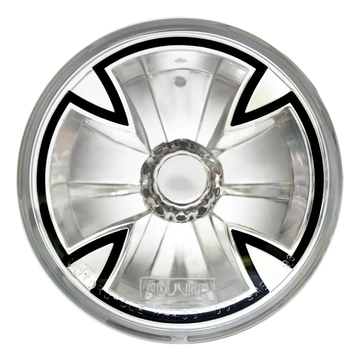 In Pro Car Wear  4.5 in. Diamond Cut Iron Cross Headlamp with H4 Bulb with Bulb Cover Ice