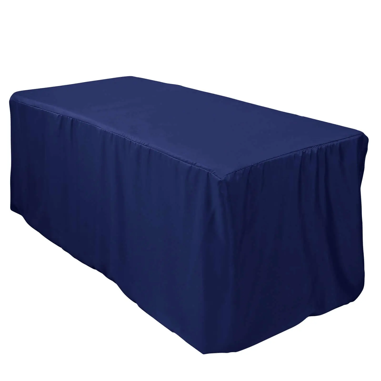 Navy Blue Fitted Polyester 72"x30" Rectangle Tablecloth - Durable Home Decor Tablecover for Wedding, Ceremony Use, Machine Washable Decor Accessory