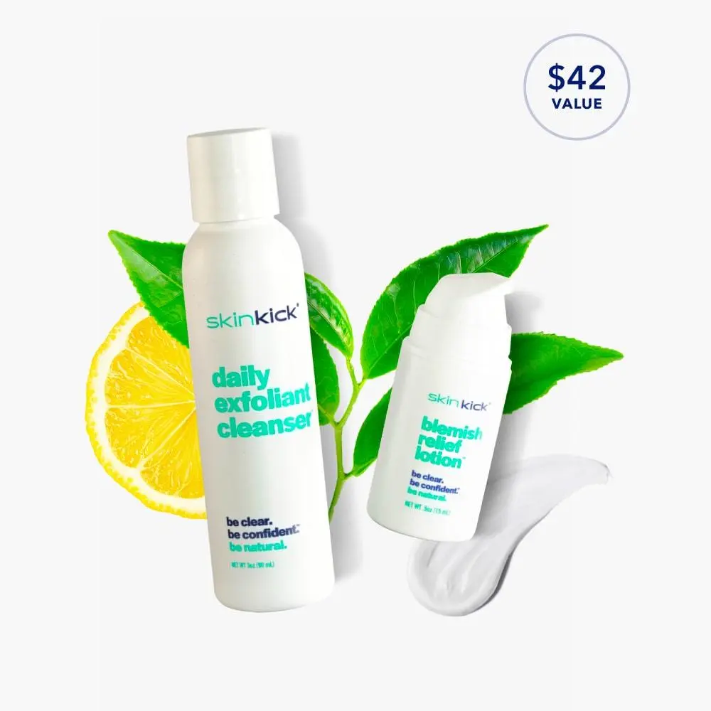 Skin Kick Blemish Kick Duo: 4-in-1 Daily Cleanser & Blemish Relief for Clear, Healthy Skin – All Skin Types" Skincare Exfoliant Gentle Cleansing