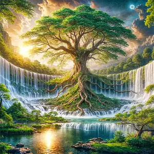 Diamond Embroidery Tree Landscape Painting Waterfall DIY Cross Stitch Kits Art Handicraft Diamond Mosaic Decor For Home