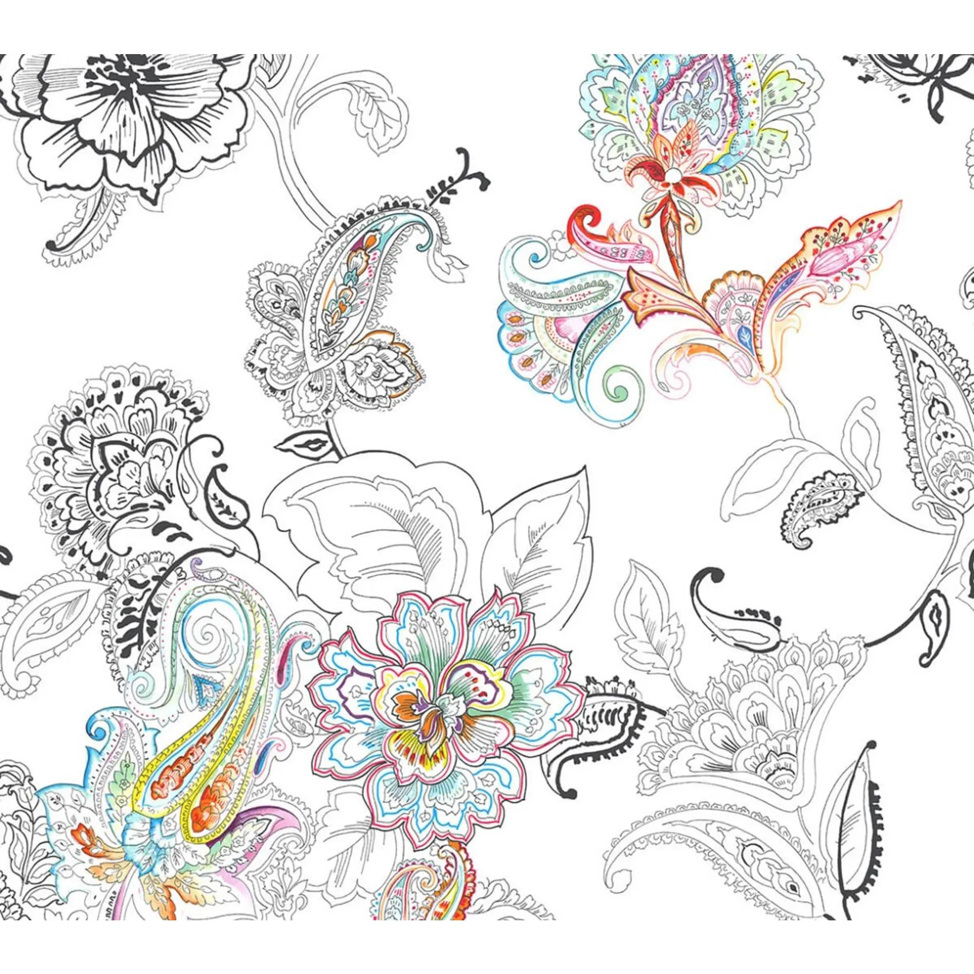 NextWall Colorful Paisley Peel and Stick Wallpaper Roll NextWall Colorful Paisley Peel and Stick Wallpaper Roll