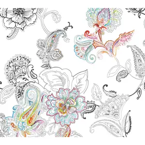 NextWall Colorful Paisley Peel and Stick Wallpaper Roll