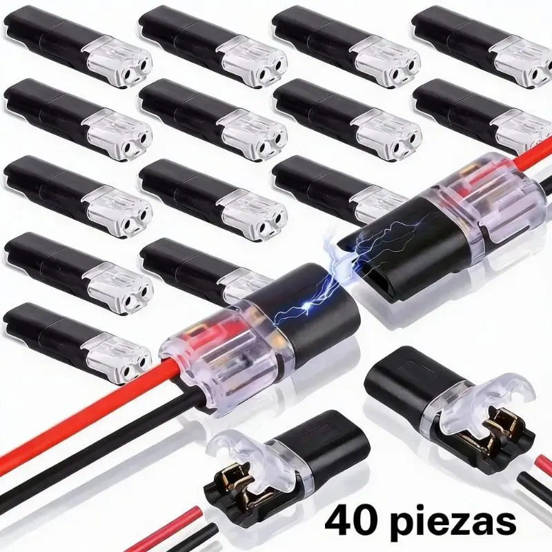 Wire Connectors , Low Voltage Wire Plug-in Connectors with Locking Buckle - 40PCS- No-Stripping Quick Splice Clips for, LED Strip Light and Electrical Cable Extension for Home Lighting Projects double-wire quick-clip
