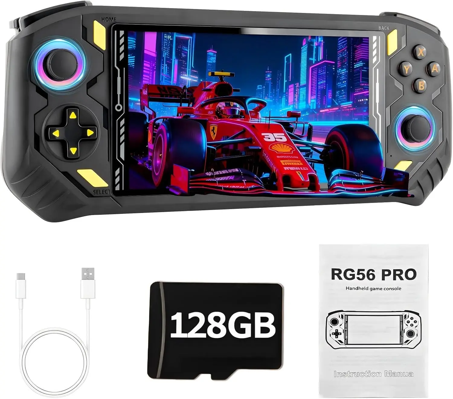RG56Pro-128G Retro Handheld Game Console ，Wide variety and large quantities  Classic 3D Games,5.5 Inch IPS Screen,5000mAh Battery, Open Linux System，Birthday Gift for Boyfriend #SummerVibes