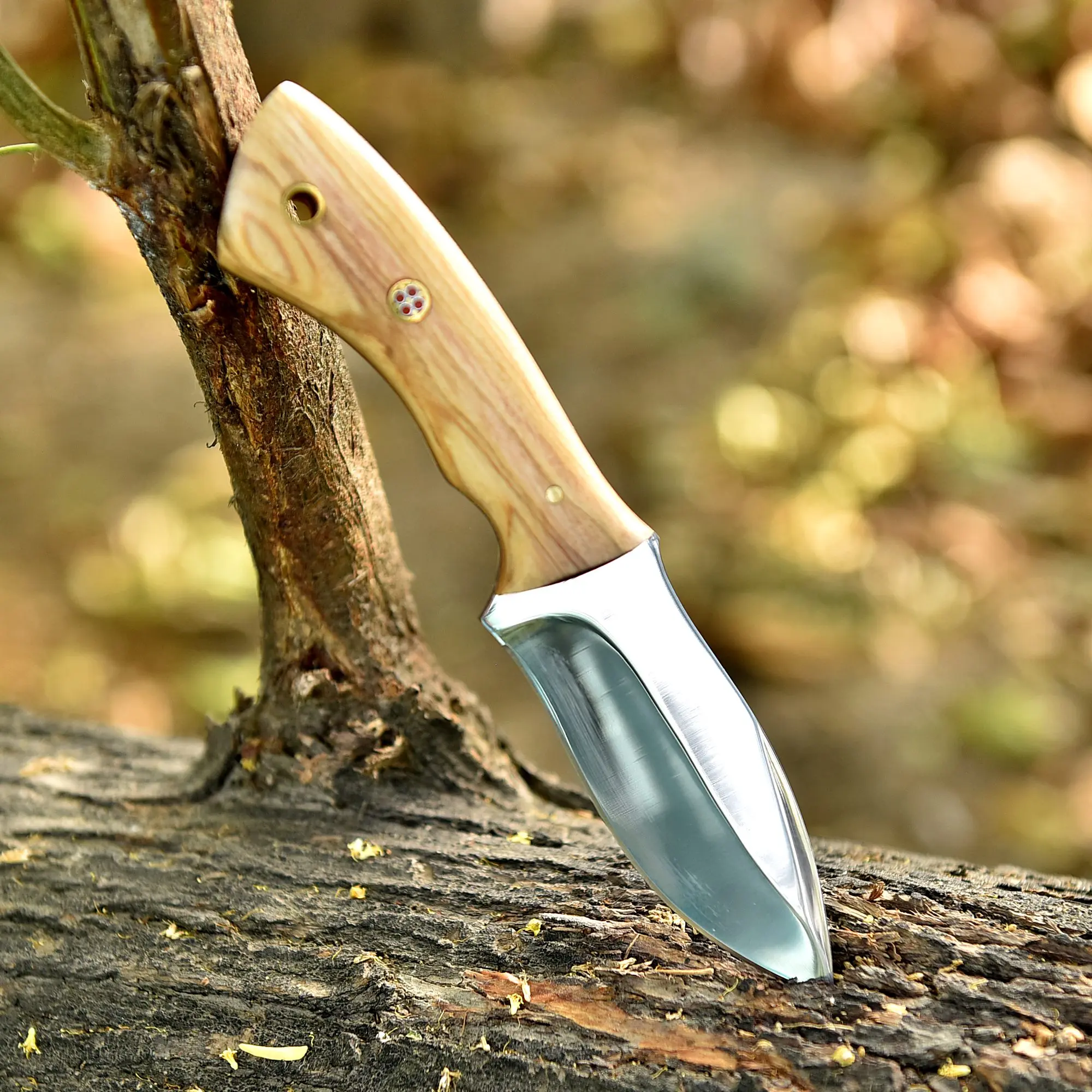 Custom Hand Forged Carbon Steel High Polish 1095 Steel Fixed Blade Kitchen Knife Wood Handle With Sheath