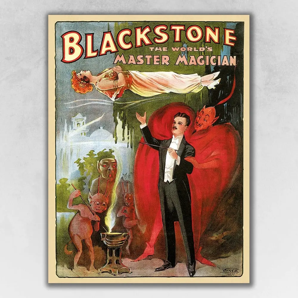 360 Stand 20x28 in. Matt Vintage 1934 Blackstone Magic Multi-Color Art Print, Artistic Home Decor for Room Wall Display, Art Wall Decoration, Wall-Mounted Wall Arts
