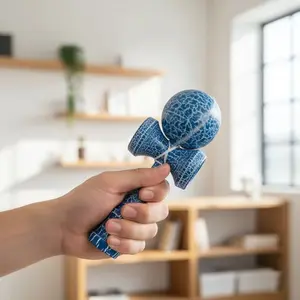 Kendama Skill Ball - Two-Tone Cracked Wood Grain Ball Hand-Eye Coordination and Balance Training Ball. Beginner Wooden Kendama for Hand Coordination and Balance Exercise, Starter Set | Beginner Skill Practice Ball.