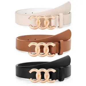 JASGOOD 3 Pack Women's Belts for Jeans Pants Fashion Waist Belts for Ladies Leather Belts