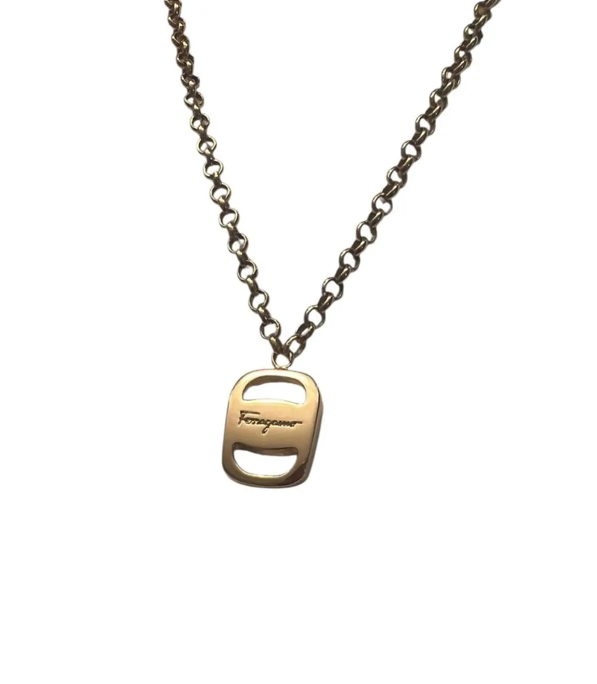 Pre-owned Ferragamo Designer Gold Plated Pendant Necklace Ideal for Everyday Elegance, Special Occasions, Vara Bow Motif