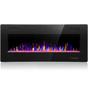 42 Inch Electric Fireplace in-Wall Recessed and Wall Mounted, Fireplace Heater and Linear Fireplace with Multicolor Flame, Timer, 750/1500W Control by Touch Panel & Remote electric fireplace