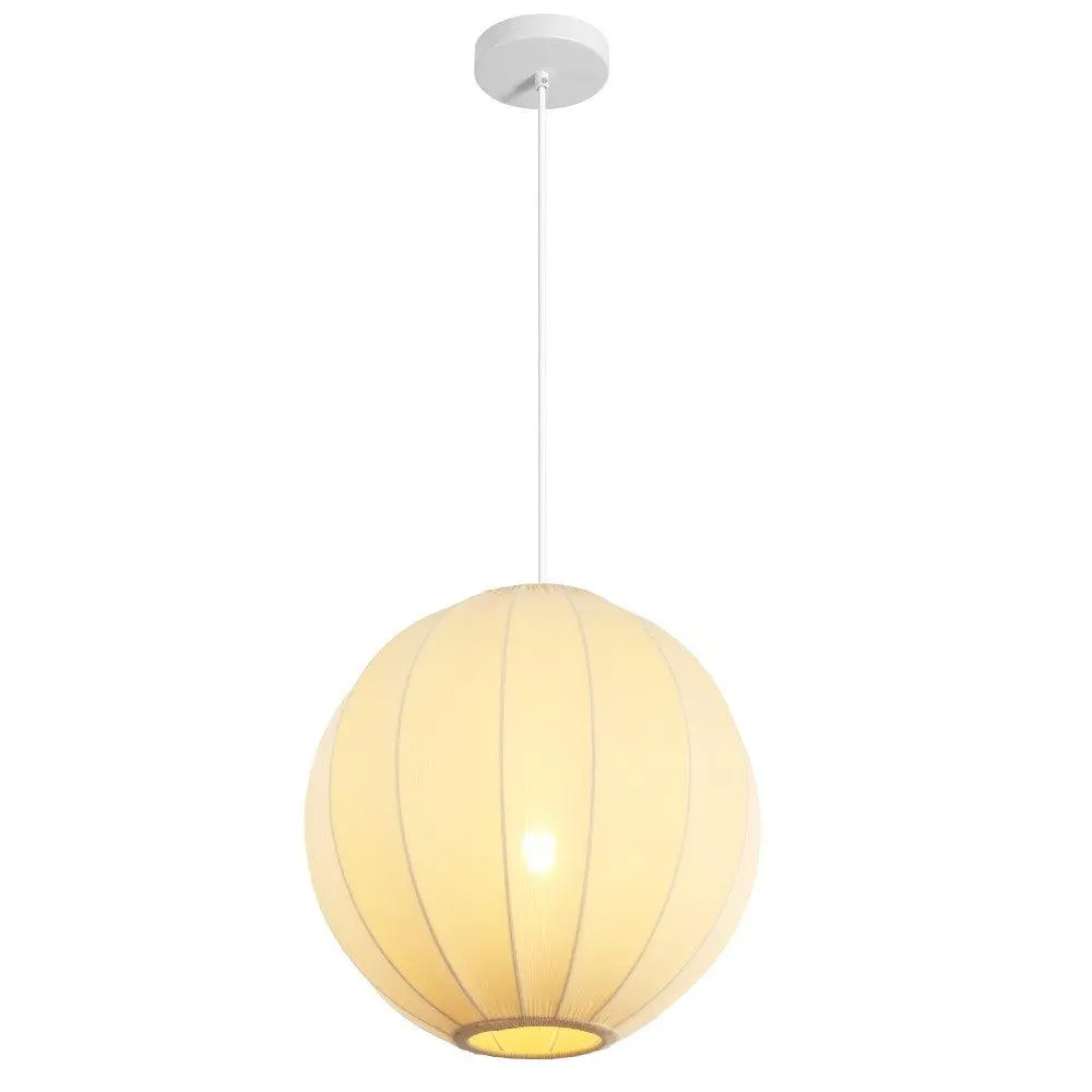 Sia 16" 1-Light Scandinavian Japandi Adjustable Lantern Metal with Ribbed Cocoon Globe Shade LED Pendant