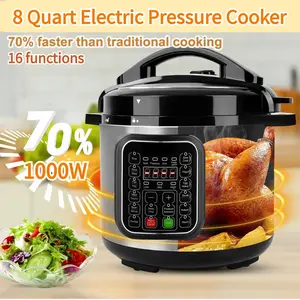 8qt Stainless Steel Pressure Cooker 14 Cooking Modes 24-Hour Delay Timer 1000W Power LED Multifunction Steamer Food Warmer Nonstick Pot