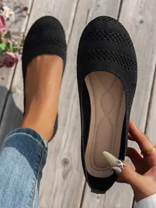 New Women's Fashion Flat Shoes, Breathable Mesh Upper, Soft Sole, Round Toe, Non-Slip, Casual Wear, All Seasons