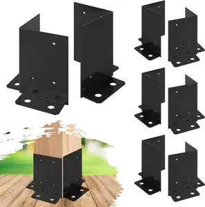 8Pcs Base, Black Powder-Coated Brackets, Duty Wood Brackets for Pergola Railing Deck Fit 4x4, 6x6, 8x8 Post