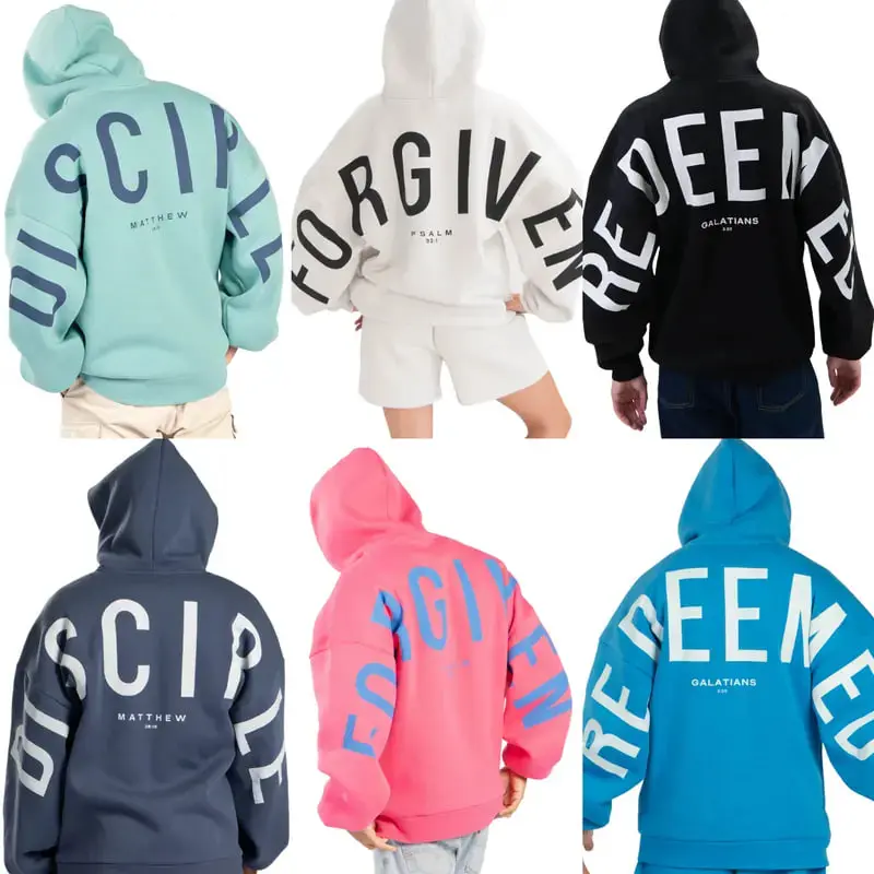 GLO Kingdom Essential Hoodie Christian Oversized Heavyweight Faith Hoodie with Yahweh Yeshua Forgiven Designs Super Soft 100% Cotton Religious Apparel Gifts for Women Men