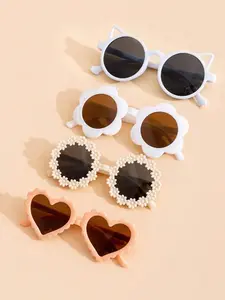 Fashion Multi-Shape Glasses Set, Cute Baby Travel Photography Outdoor Eyewear, 4 Piece Pack, Stylish Kids Accessories
