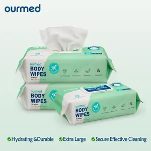 Ourmed Extra Large Body Wipes No-Rinse Bathing, 9"x12" Shower Wipes, Moisture and Hypoallergenic, Home Essentials for Adults and Elderly Care, 50/100 Count