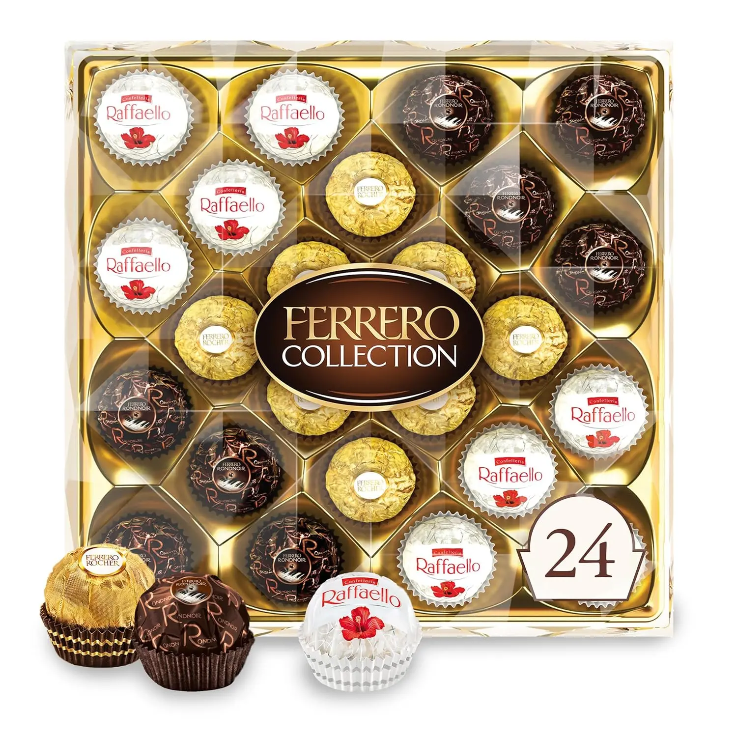 24 Count, Premium Gourmet Assorted Hazelnut Milk Chocolate, Dark Chocolate and Coconut, 9.1 oz