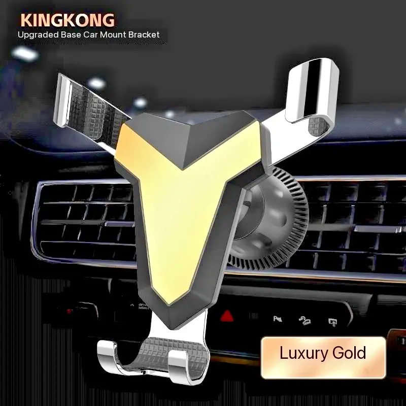 Upgraded Base Car Phone Mount Bracket, Luxury Gold Finish, Secure & Stable Automotive Interior Holder