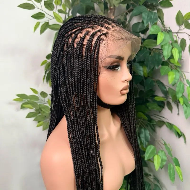 Ready to ship tiny synthetic Knotles braids available in different lengths. 360 full lace option. Medium cap size : 21-22 inches