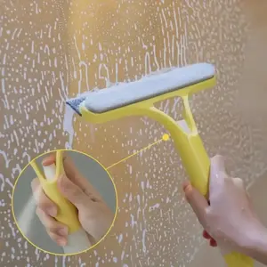 3 in 1 Window Cleaning Scraper, Squeegee and Scrubber with Spray, Multifunctional Household Cleaning Tool, Car Windshield Cleaner, Lightweight Silicone Microfiber Wipe, Versatile Cleaning Tool