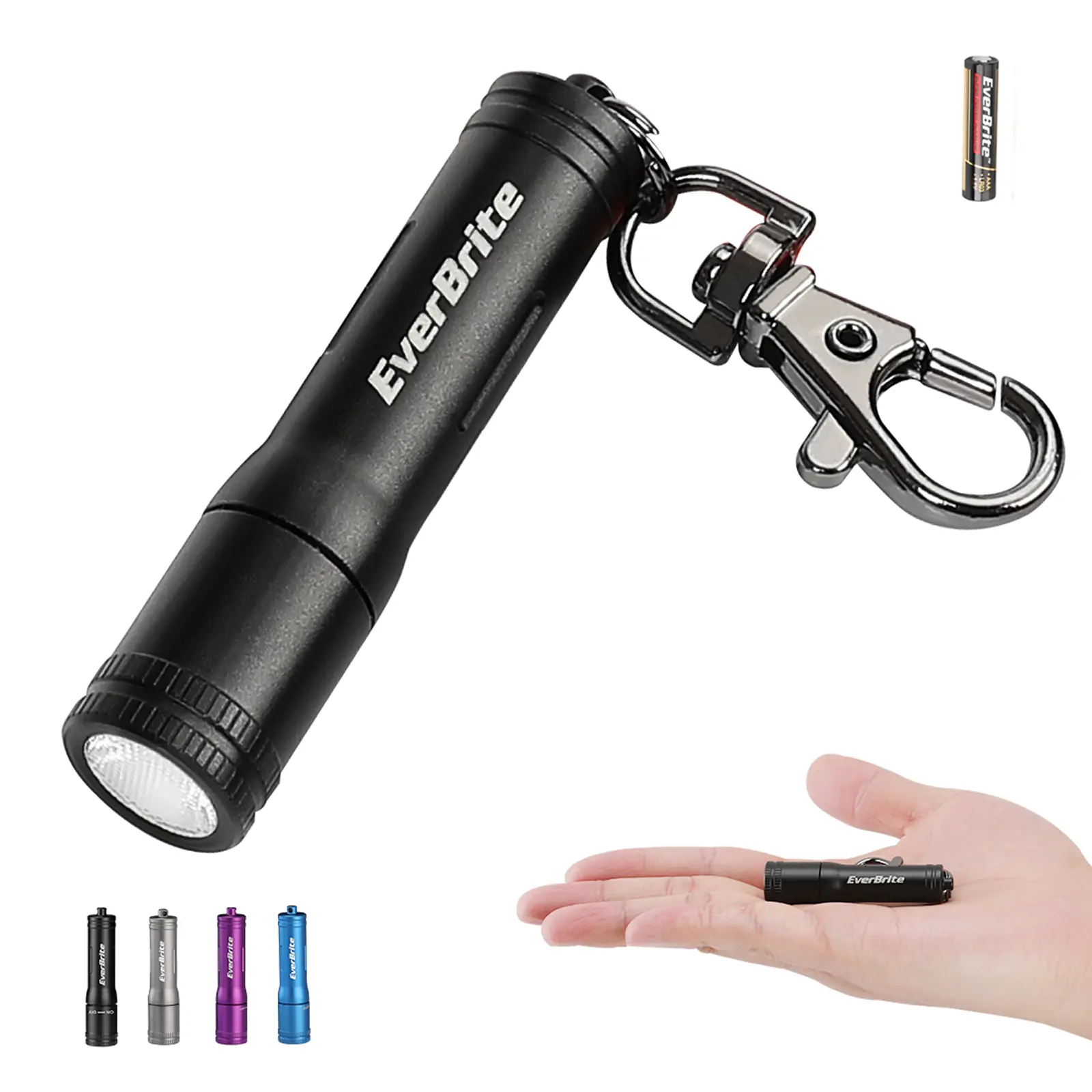 EverBrite 100 Lumens Compact Portable LED Flashlight - Handheld Pen Light, Mini Useful Keychain EDC Pocket Light for Emergency, Birthday Gifts for Kids, Adults, 1 AAA Battery Included, 10000 Hours Lifespan
