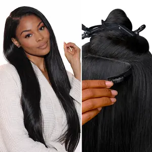 LASHEY Top-Tier Invisible Clip-Ins, 100% Virgin Human Hair Extensions with Seamless Invisible Hairline | Yaki Straight, Body Wave, Kinky Curly, Silky Straight & Kinky Straight | 14–24 Inch,2 Packs for Full Head#TikTokShopStockUp #SummerVibes