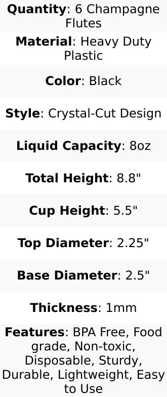 6-Pack Transparent Plastic Champagne Glasses 8oz, Crystal Cut Style ...