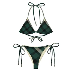 Green Gingham Pattern Plaid Bikini  Tartan Pattern  Checkered Bikini  Hot Girl Summer Y2K Christmas