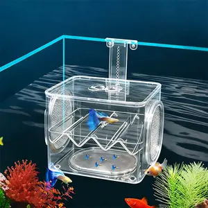 Fish Tank Dual-Layer Wall-Mounted Isolation Box Enclosure, Peacock Fish Tropical Small Fry Hatchery Reproduction Box, Small Aquarium Accessory